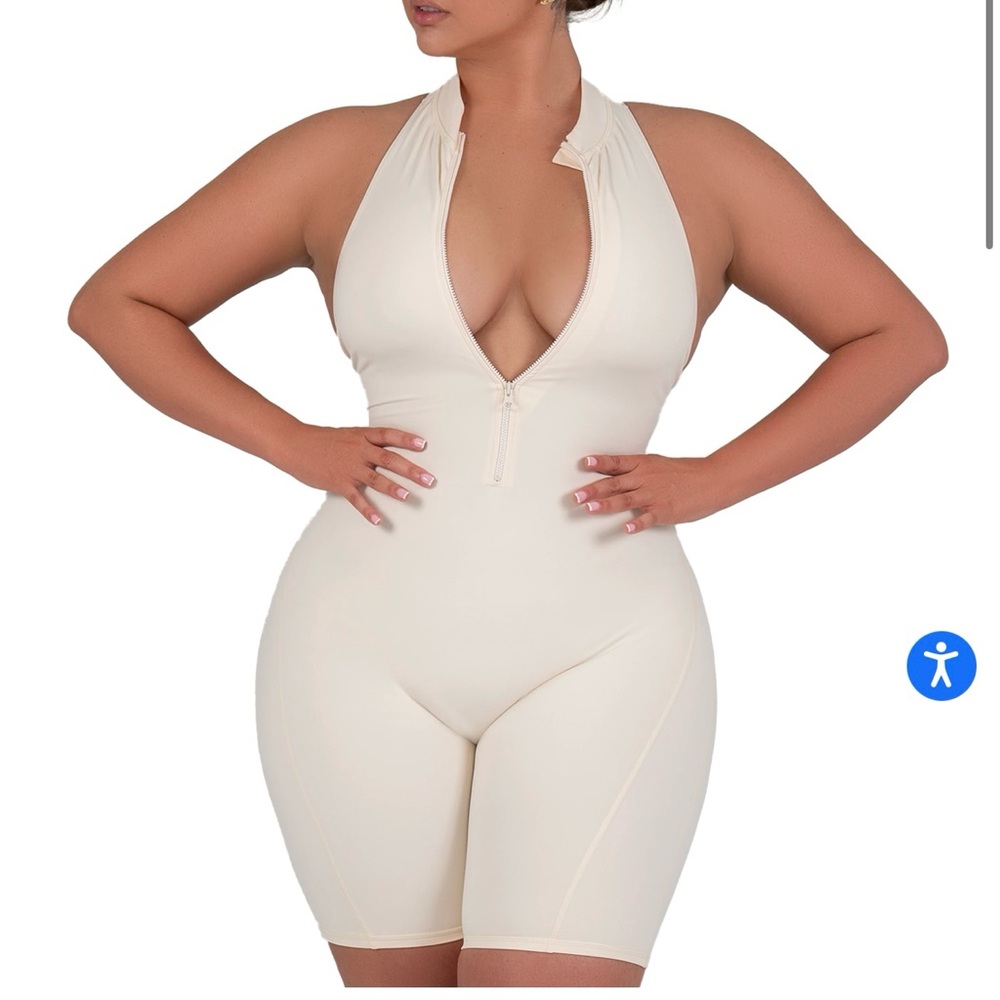 Beige Halter Neck Bodysuit